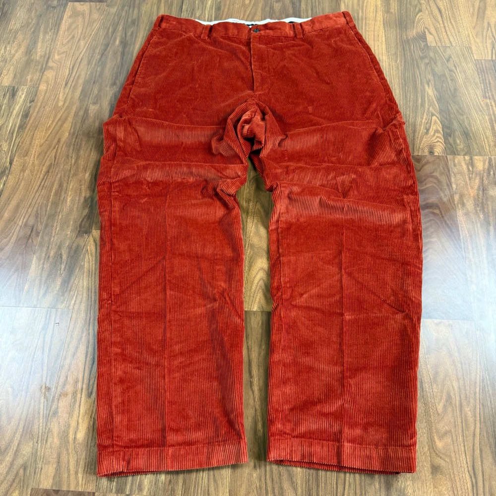 Brooks Brothers Hudson Baggy Corduroy Pants Mens 40x32 Orange Straight Wide Leg